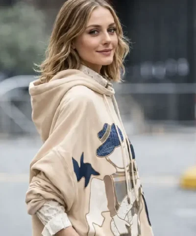 Milan Fashion Week Olivia Palermo Beige Hoodie front