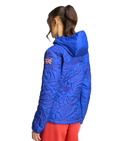 Adidas x Team Great Britian Milano Cortina 2026 Blue Hooded Puffer Jacket