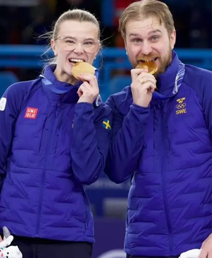 Milano Cortina 2026 Winter Olympics Uniqlo Team Sweden Curling Event Puffer Blue Jacket