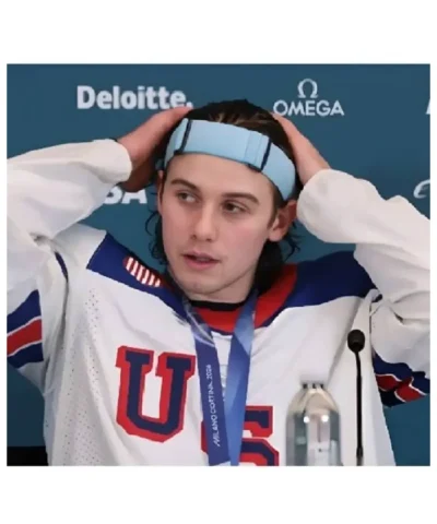 Alternative view of Jack Hughes Milano Cortina Olympics Ice Hockey Jersey