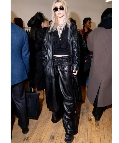 Momsen Black Leather Coat