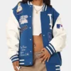 Multi Hit LA Dodgers Blue and White Varsity Jacket