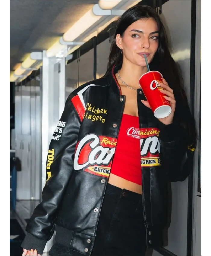 NASCAR Driver Toni Breidinger Canes Black Leather Jacket