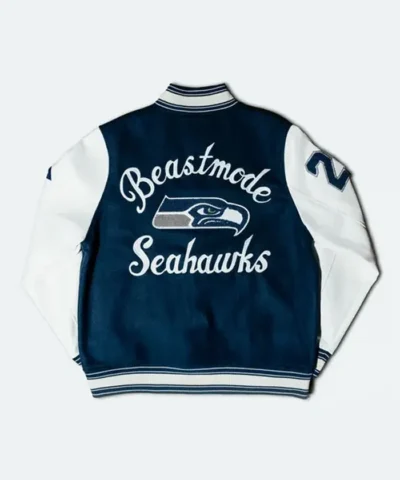 NFL 2026 Super Bowl LX Seattle Seahawks 1976 Marshawn Lynch Beastmode Wool Varsity Jacket