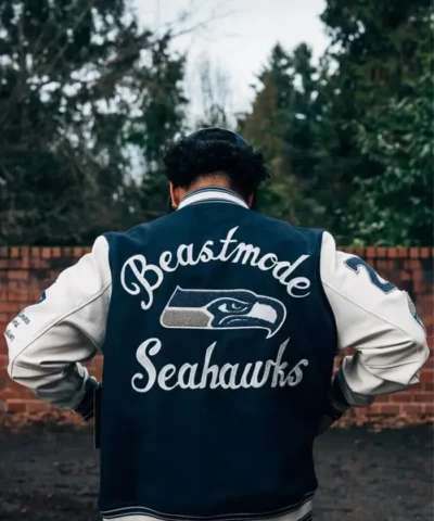 NFL Super Bowl LX Santa Clara CA Marshawn Lynch Beastmode Seattle Seahawks Wool Varsity Jacket