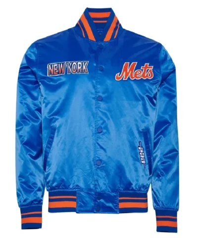 NY Mets Turn It Up M Classic Rib Royal Satin Jacket