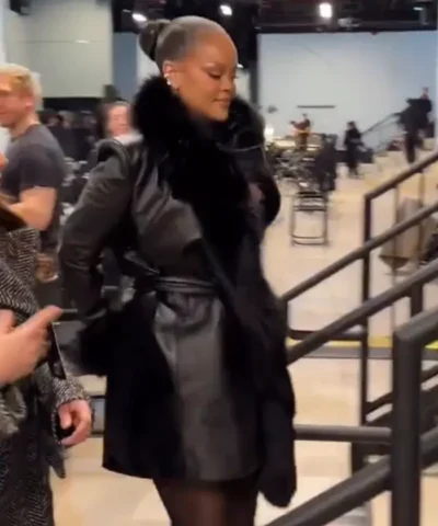 NYC 2026 Rihanna Leather Coat