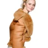 NYC Elle Fanning Shearling Brown Leather Jacket