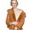 NYC Elle Fanning Leather Brown Jacket
