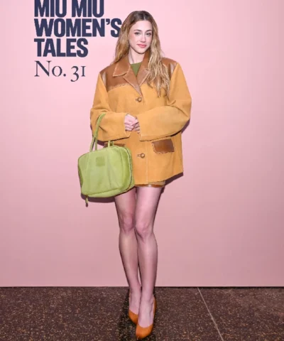 NYC Lili Reinhart Suede Miu Miu Jacket
