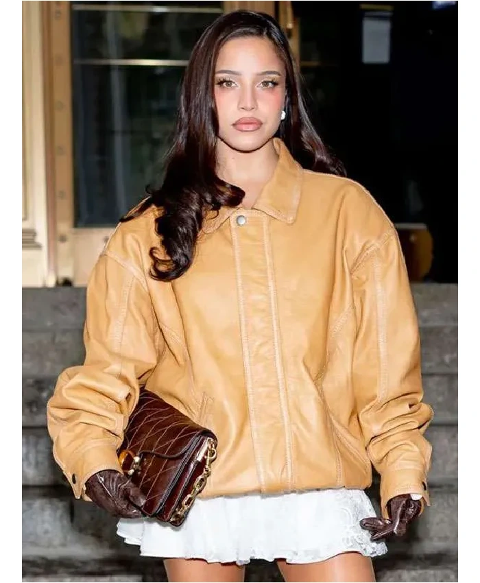 NYFW 2026 Emilia Mernes Brown Leather Jacket