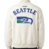 National Football League 2026 Super Bowl LX Seattle Seahawks Cream Varsity Jacket