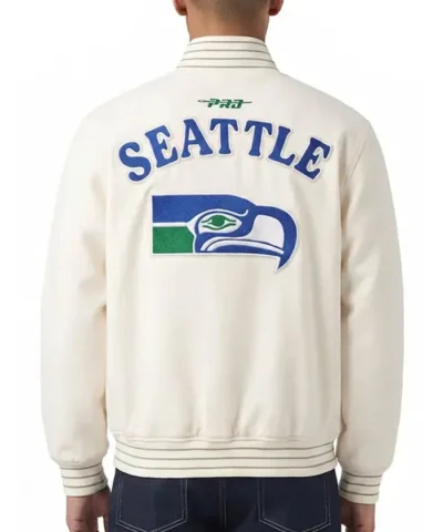 National Football League 2026 Super Bowl LX Seattle Seahawks Cream Varsity Jacket