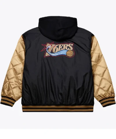 Ness Black Philadelphia 76ers Hoodie Jacket