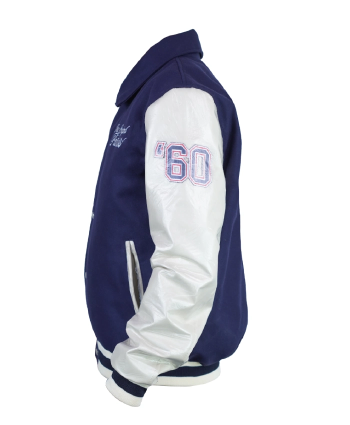 New England Patriots Navy and Off White Bomber Varsity Jacket