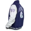 New England Patriots Navy and Off White Bomber Letterman Jacket -