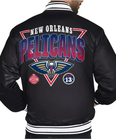 New Orleans Pelicans Triangle Black Satin Jacket