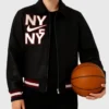Nike Logo NY Patch Off white Leather Jacket