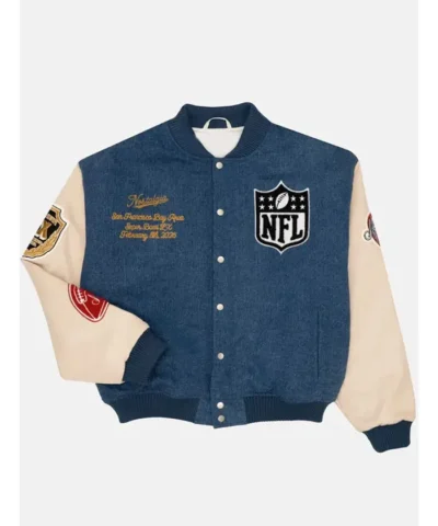 Nostalgia Super Bowl LX Origins Home Turf Varsity Jacket