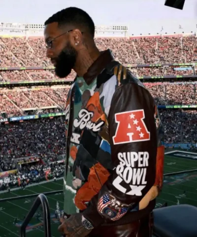 Odell Beckham Super Bowl LX Leather Bomber Jacket