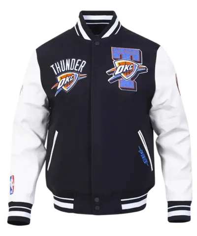 OKC Thunder 2025 Champions Black and White Varsity Jacket