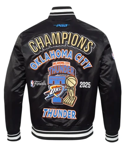 Oklahoma City Thunder 2025 Champions Full-Snap Satin Black Jacket