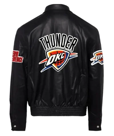 Black Oklahoma City Thunder Full-Snap Leather Jacket