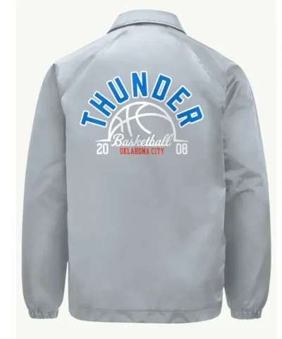 Oklahoma City Thunder Half Ball Coaches Full-Snap Nylon Gray Jacket