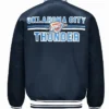 Oklahoma City Thunder Mesh Look Full-Snap Varsity Navy Satin Jacket