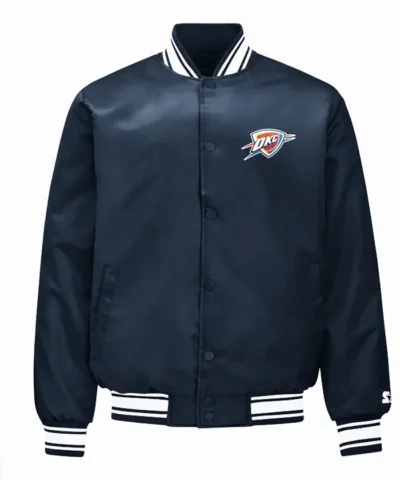 Oklahoma City Thunder Mesh Look Navy Satin Jacket
