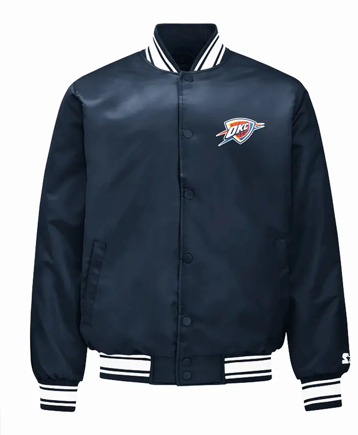 Oklahoma City Thunder Mesh Look Navy Satin Jacket