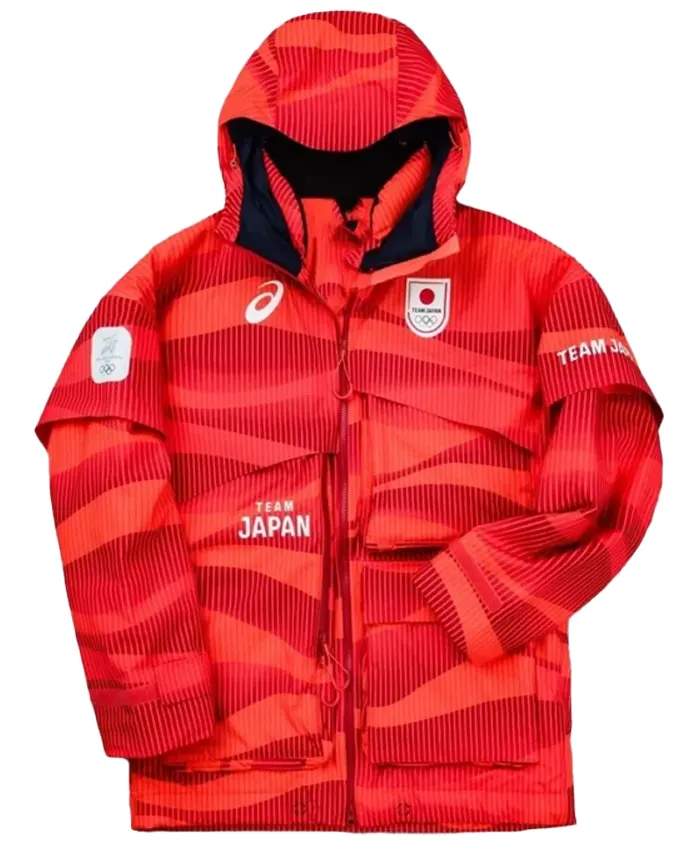 Milano Cortina 2026 Winter Olympics Opening Ceremony Team Japan Hooded Corduroy Red Jacket