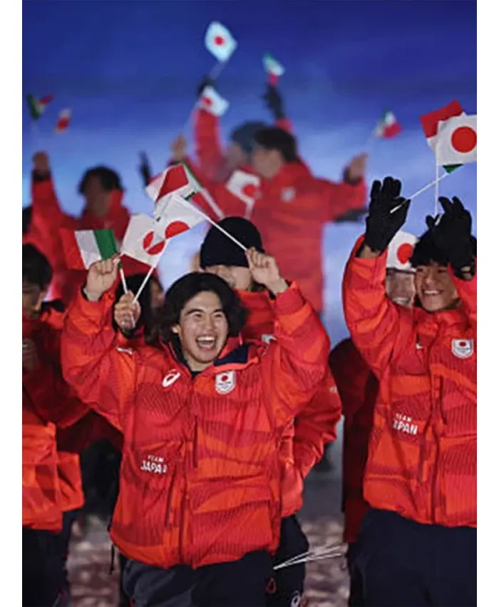 Milano Cortina Winter Olympics Opening Ceremony Team Japan Hooded Corduroy Red Jacket