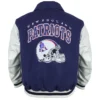 New England Patriots Navy and Off White Bomber Letterman Jacket