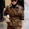 PFW Claire Foy Brown Leather Jacket