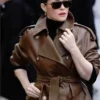 PFW Claire Foy Brown 2026 Leather Jacket