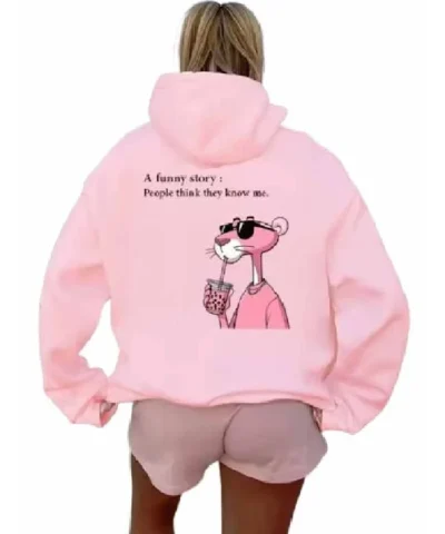 Panther Printed Pink Hoodie Back View