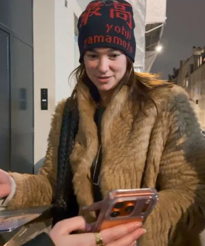 Dua Lipa Valentino Fur Coat