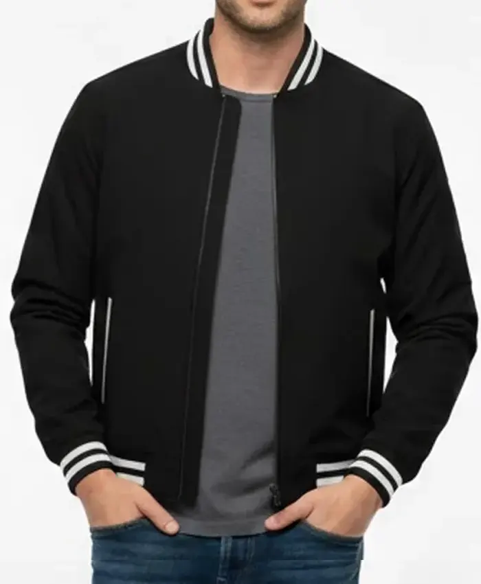 Pascal Green Suede Varsity Black Jacket