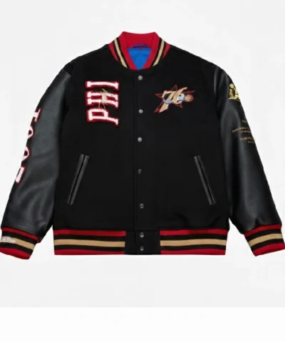 Philadelphia 76ers Black Hardwood Classics 76 Jacket