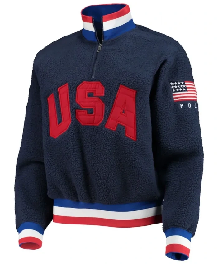Polar Quarter-Zip Navy Team USA Blue Vintage Jacket