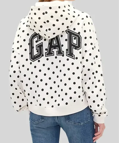 Polka Dot Spots White Hoodie - Back View