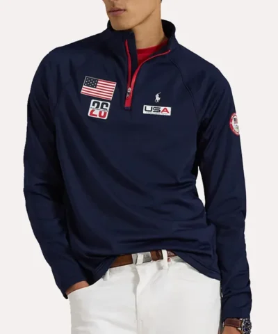 Polo Ralph Lauren Team USA Milano Cortina Winter Olympics Half-Zip Fleece Pullover Jacket