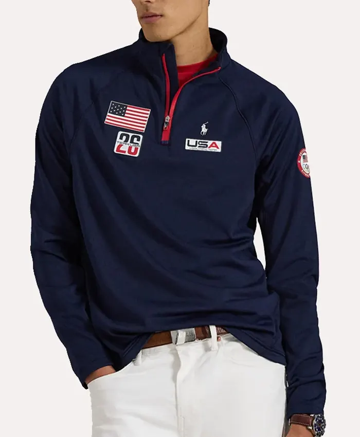 Polo Ralph Lauren Team USA Milano Cortina Winter Olympics Half-Zip Fleece Pullover Jacket