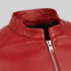 Premium Biker Leather Red Jacket Womens