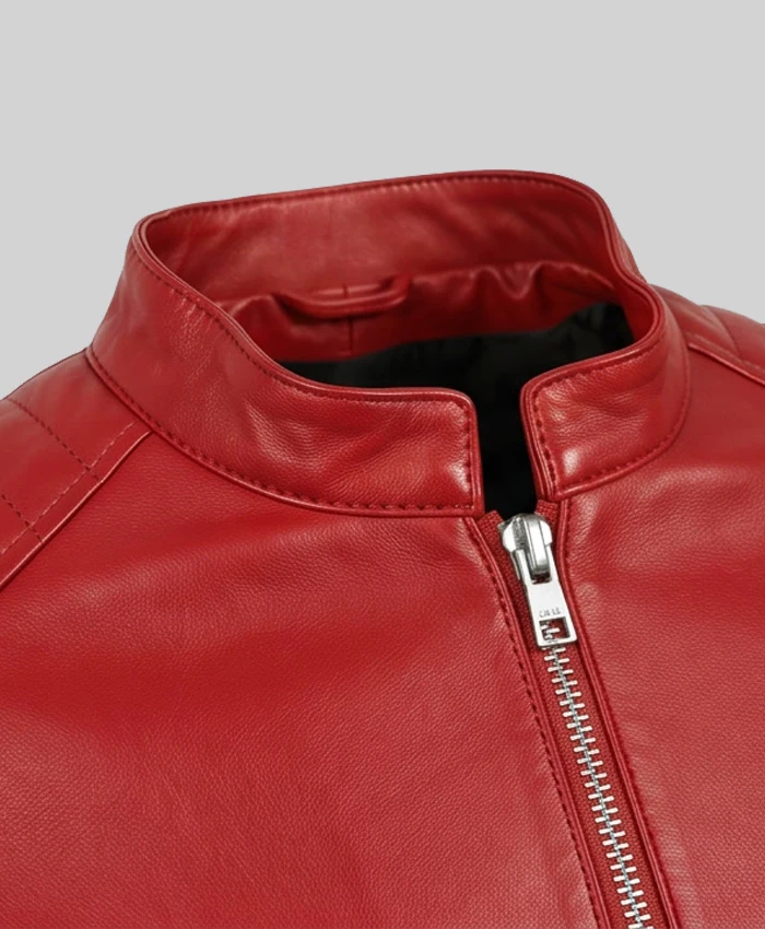 Premium Biker Leather Red Jacket Womens