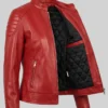 Premium Red Biker Leather Jacket For Women