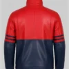 Premium mens leather outerwear in red and navy blue with a contemporary fit