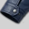 Premium navy blue leather outerwear for men with modern tailored fit