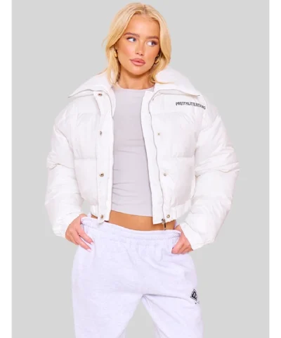 Pretty Little Thing White Cropped Puffer Jacket